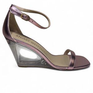 Stuart Weitzman NudistLucite 85 Wedge Heel Women's 38.5 EU, 8 B US Pink